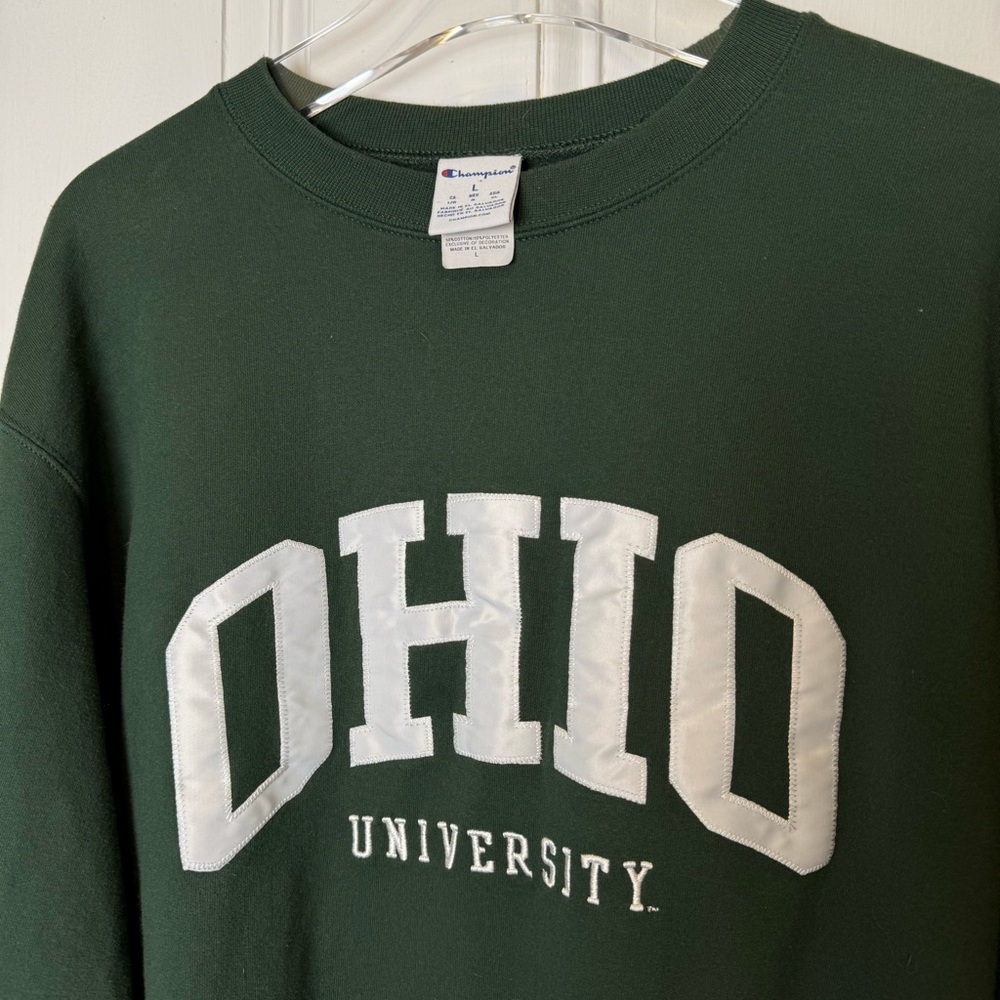 Champion Ohio University OU Bobcats Green Long Sleeve Crew Neck Sweatshirt